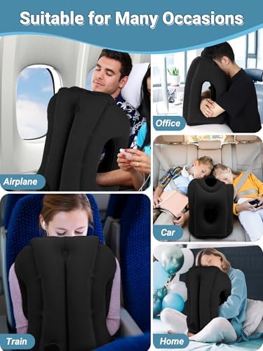 Maliton Inflatable Travel Pillow for Airplane (Black) | Comfortable Sleeping to Relieve Neck Shoulder Pain, Support Head for Long Flights, Used for Airplanes, Cars, Trains, Office - Image 5