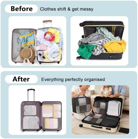 Packing Cubes 9-piece, Multi-size Packing Cubes for Suitcases, Large-capacity Travel Cubes (9, Black White) - Image 7