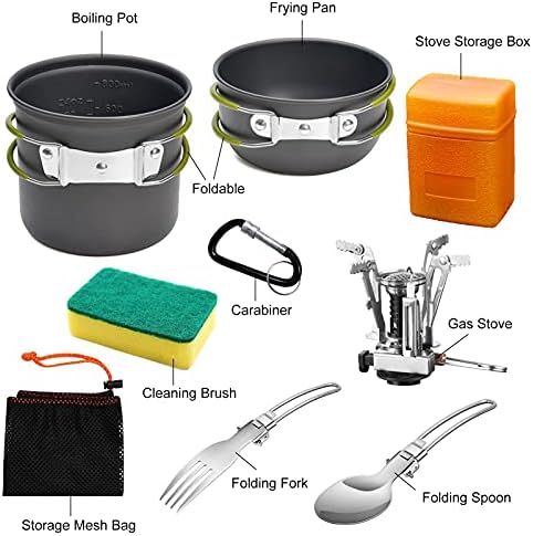 AUTOPkio Camping Cooking Set, Outdoor Camping Pans Pots and Stove - Non Stick Folding Cookware Kit for BBQ Picnic Hiking Backpacking Travel 1-2 Person Use - Image 6