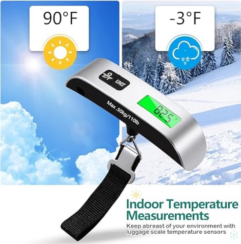 Blendura Digital Luggage Scale, Portable Luggage Weight Scale, Hanging Suitcase Weigher for Travel, Suitcase Scale with Temperature Measurement Function 110 lb/ 50KG Capacity - Image 4