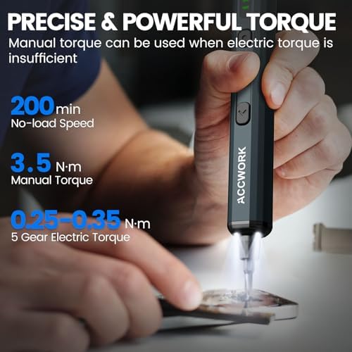 Mini Electric Screwdriver, 68 in 1 Precision Screwdriver Set with 64 Magnetic Bits, 5 Torque Settings, 4 LED Lights, Rechargeable Repair Tool Kit for Electronics, Phone, Camera, Laptop, Watch - Image 3
