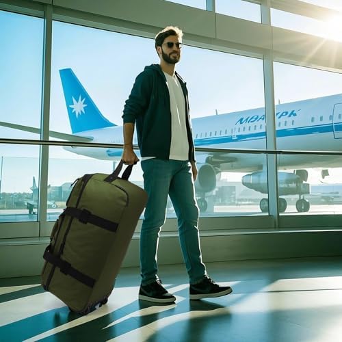 Large Foldable Duffle Bag with Wheels 85-100L Expandable Wheeled Holdall Extra Large Travel Rolling Duffel Bags for Men Women Collapsible Big Soft Luggage Camping, Green - Image 8