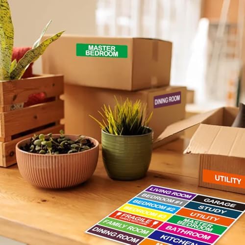 210 Pcs Moving Labels, 14 Colors Color Coded Stickers, Fragile Sticker, Packing Labels for Moving Boxes House Essentials (25x101mm) - Image 5