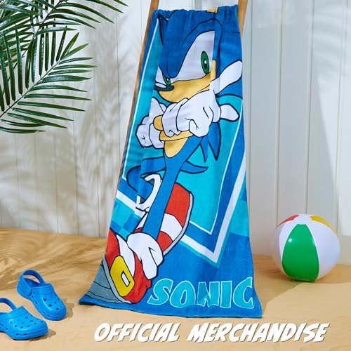Get Trend SONIC THE HEDGEHOG Towel for Kids Teenagers Soft Absorbent Bath Shower Swimming Beach Towel Quick Dry 100% Cotton Shadow Holiday Essentials 140 x 70cm (Blue, 70x140cm) - Image 5