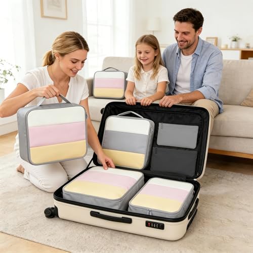 2-Tone Packing Cubes, 12 Piece Packing Cubes for Suitcases, Mesh & Flat Zip Bags, Large Medium Small Sizes, Lightweight Travel Cubes for Luggage Storage (12, Navy Burgundy) - Image 7