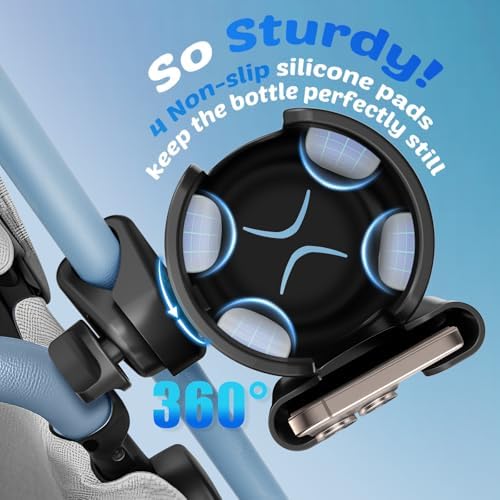 Guiseapue Pram Cup Holder: Universal Drink Coffee Cup Holder with Phone Holder Organiser for Wheelchair, Pushchair, Buggy, Bike, Walker, Baby Essentials for Newborn, New Mum Gifts for Baby Wishlist - Image 5