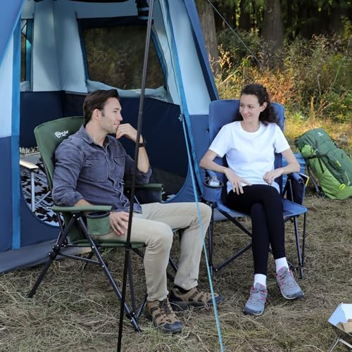 Portal Folding Camping Chair for Adults with Lumbar Support Heavy Duty 180KG High Back Garden Festival Picnic Chair Hard Armrests Deluxe Foldable Collapsible Portable for Fishing Beach Patio - Image 2