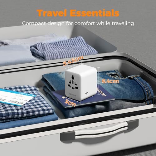 TESSAN Universal Travel Adapter 28W, Worldwide Plug Adaptor with 2 USB A and 3 USB C Ports, International Travel Adapter for EU, UK, USA, AU, Power Socket Charger for Multi Countries, Grey White - Image 6