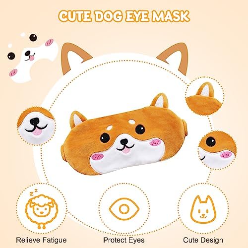 Cirorld Kids Travel Pillow Cute Neck Pillow Traveling Memory Foam Airplane Pillow with Sleep Mask Animal Flight Head Rest Neck Support for Cars Long Flights Sleeping Girls Boys-dog - Image 3