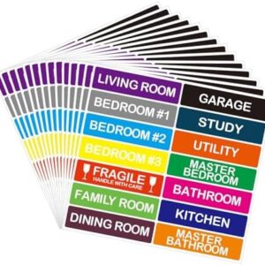 210 Pcs Moving Labels, 14 Colors Color Coded Stickers, Fragile Sticker, Packing Labels for Moving Boxes House Essentials (25x101mm)