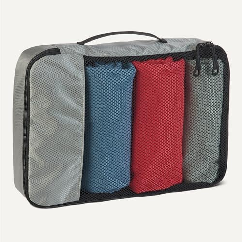 Amazon Essentials 4-Piece Packing Cubes Travel Accessories Set, Luggage Organiser with Double Zip, Mesh Top, 100% Polyester, Small/Medium/Large/Slim, Grey (Previously Amazon Basics) - Image 4
