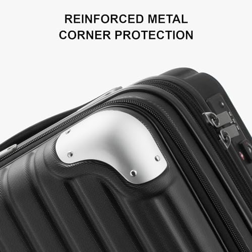 LEVEL8 Carry on Suitcase, 55CM Hand Luggage Expandable with Laptop Compartment, ABS+PC Hardshell Spinner Trolley Cabin Size with 4 Wheels, TSA, Black - Image 7