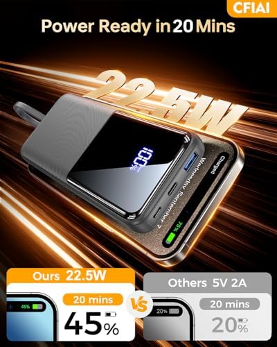 Power Bank Fast Charging 15000mAh, Portable Charger with 2 Built-in Cables & 3 Ports, Powerbank with LED Display, Battery Pack Compatible with iPhone 16 15 14 13 Android and more, Dark Gray - Image 3