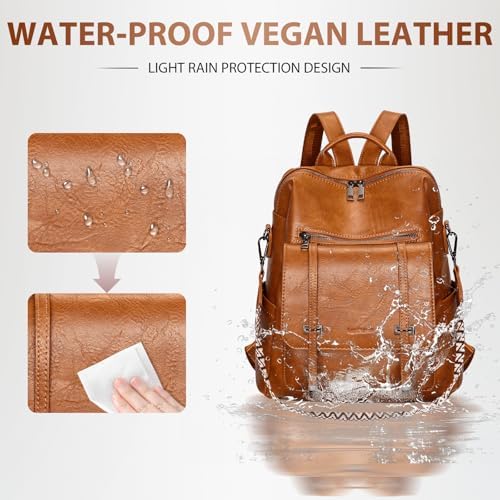 Leathario Backpack Womens, Vegan Leather Rucksack Bag for Women, Ladies Fashion Backpacks for Work University Travel Business - Image 7