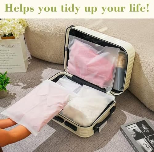 24 Pcs Reusable Ziplock Bags,Travel Clothes Storage Bags,Plastic Hospital Bag Organiser Pouches,Essentials Frosted Resealable Waterproof Luggage Bags for Clothes,Maternity,Shoes, Cosmetics,5 Sizes - Image 8