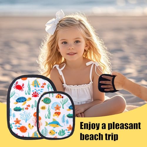 lasuroa 2pcs Beach Sand Removal Bags, Quick Dry & Reusable Sand Wipe Off Mitts for Kids Adults Women, Must-Have Beach Essentials for Travel Vacation Summer Volleyball Sandbox Activities - Image 3