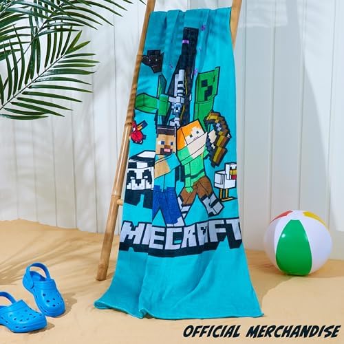 Minecraft Towel for Kids Teens Soft Absorbent Bath Shower Swimming Beach Towel 100% Cotton Creeper Holiday Essentials 140x70cm - Image 5