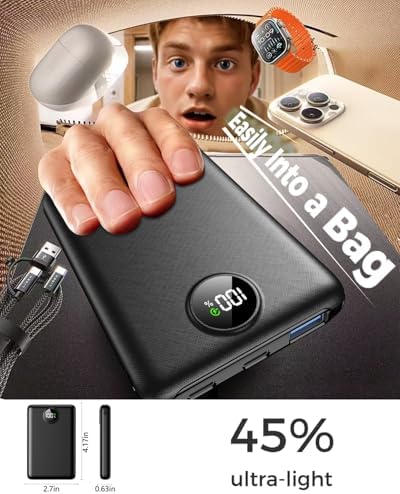 Power Bank Fast Charging 10000mAh, 22.5W Portable Charger(USB-C Input & Output), PD 3.0 QC 3.0 External Mobile Phone Battery with LED Display, Compatible with iPhone 17 16 15 14 13 12 Pro Max and More - Image 2