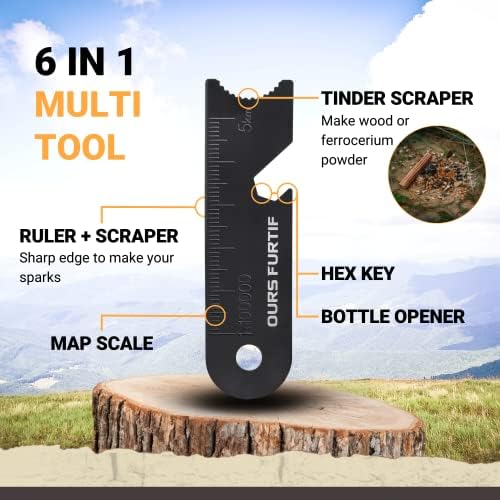 Survival Flint and Steel - Fire Starter Ferrocerium XL 10mm - Light More Than 15,000 Fires Ferro Rod - Firelighter Included - Firestarter Survival Kit for Camping, Bushcraft (Pine wood) - Image 5