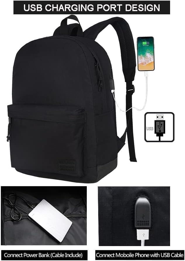 SUPACOOL Lightweight Casual Backpack for Men and Women, Water-resistant Mens backpack, Rucksack for Men, School Bag for College, School Backpack for Boys and Girls(Black) - Image 2