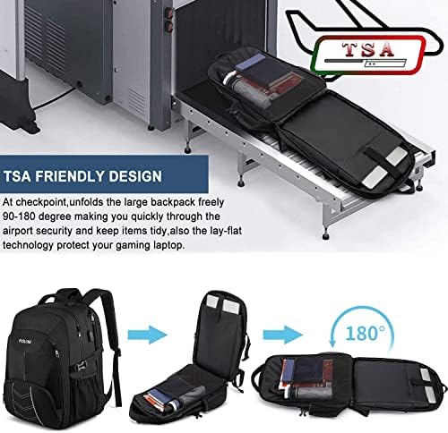 Extra Large Backpack 55L,18.4 Inch Travel Laptop Work Bag with USB Charging Port Big Business Flight Approved TSA Heavy Duty Computer Rucksack for Men Women College School,Black - Image 5