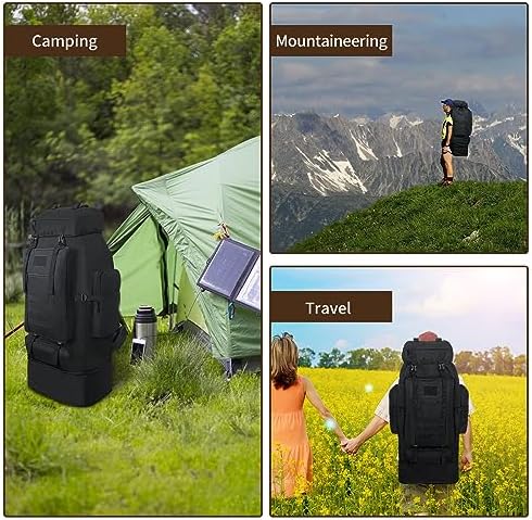 Hiking Backpack,100L Large Camping Backpack, Expandable Waterproof MOLLE Rucksack, Outdoor Sport Travel Daypack Military Tactical Backpack for Men Women (Black) - Image 7