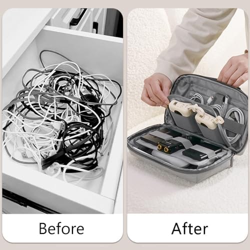 Kaxich Travel Electronics Organizer, Electronics Accessories Bag Portable Cable Organizer Case Waterproof Universal for Adapters Memory Cards, USB Cables (Gray) - Image 4