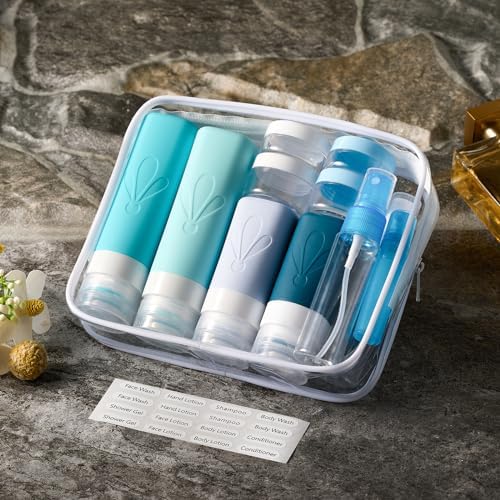 INSFIT Travel Bottles for Toiletries, 17 Pack Leakproof Travel Size Toiletries, Airplane Travel Essentials, Holiday Essentials for Women and Men with Labels/Clear Bag - Image 6