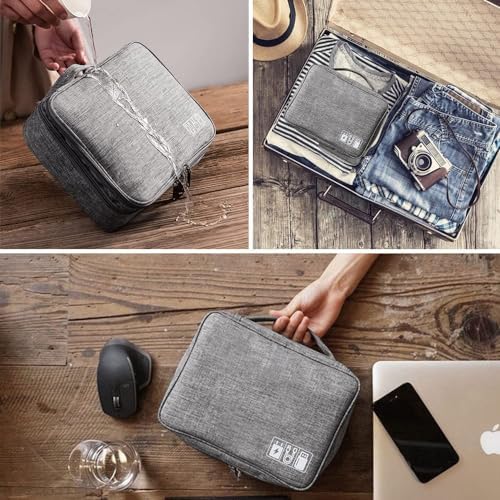 HCFGS Travel Cable Organiser Bag, Electronics Accessories Organizer Bag Extra Large 3-Layers Universal Carry Travel Gadget Bag for Power Bank, Memory Card, Data cable, Charger Hard Disk (Grey) - Image 7