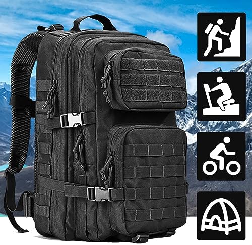 Oreunik Military Backpack 45L Waterproof Tactical Backpack Molle Backpacks Large Back pack for Travelling,Outdoor Trekking,Camping,Hiking,Fishing,Hunting,Gym(Black) - Image 10