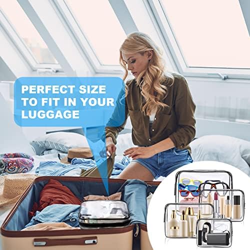 Aucuu 4-Pack Clear Wash & Makeup Bags TSA Approved Makeup Bags, PVC Waterproof Travel Wash Bags for Family, Men, Women (Largea, Medium, Small, Minimum) - Image 9