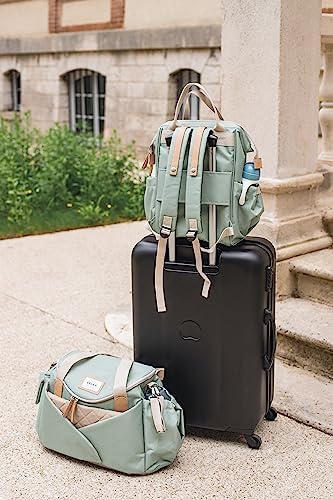 BÉABA - Baby Changing Backpack - Large Storage Volume - Changing Mat Included - Multiple Pockets - Large Opening - Isothermal - Multifunction Travel Bag - Wellington - Sage Green - Image 9
