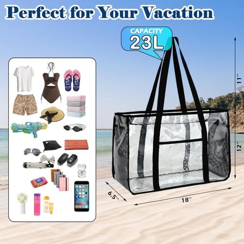 Fammart Mesh Beach Bag, Large Beach Tote with Zipper Pocket for Family Pool Bag for Toys & Vacation Essentials - Image 3