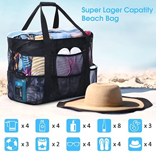 oscaurt Beach Bag, Extra Large Beach Bags for Women Waterproof Sandproof, Mesh Beach Tote Bags Travel Pool Bag - Image 5