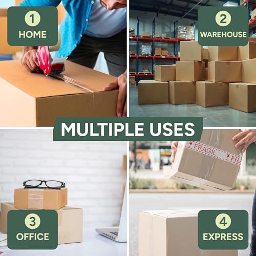 Zuvo Heavy-Duty Tape Dispenser with 6 Rolls of Clear Packaging Tape (48mm x 66m) – Ergonomic Tape Gun for Moving Boxes, Warehouse & General Packing - Image 4