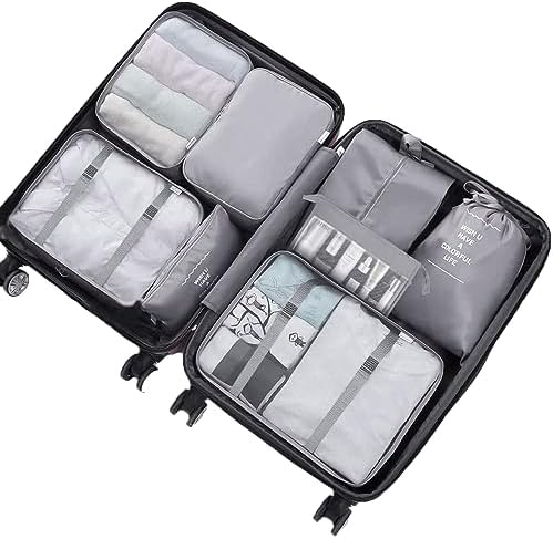 Packing Cubes for Suitcase,Lychico 9pcs Travel Luggage Packing Organizers Waterproof Travel Essentials Bag Clothes Shoes Storage Bags, Gray - Image 2