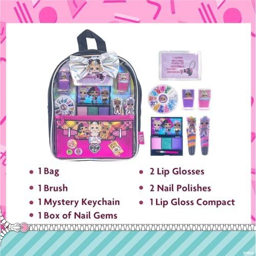 L.O.L. Surprise! Kids Makeup Set, Including Lip Balm, Nail Polish, Nail File, Hair Bows in Backpack, Perfect for Parties, Gift, Sleepovers and Makeovers, for Girls Aged 3+ by Townley Girl - Image 2