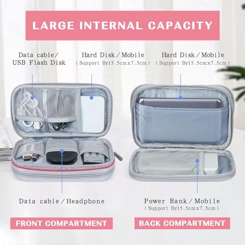 Travel Cable Organiser Bag,Double Layer Tech Pouch for Charger,Lightweight Carry Case Travel Essentials Gadget Bags for Business Trip,Office & Daily Use,Accessories Storage Cable Bag - Image 4