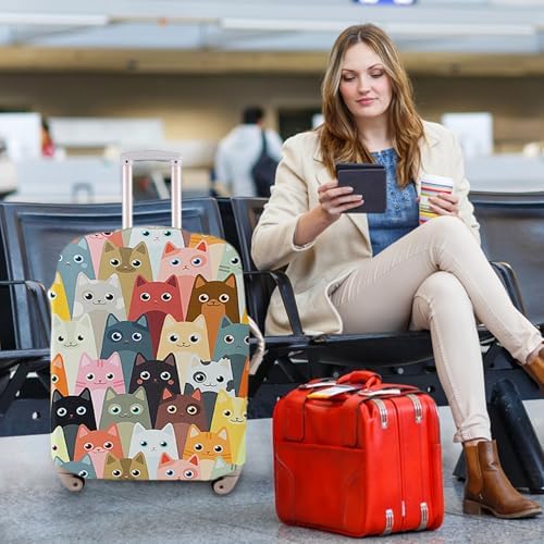 Luggage Cover, Stretchable Suitcase Protector, Anti Scratch Travel Suitcase Cover, Polyester, Elastic, Luggage Protector, Suitcase Protective (Cat, S) - Image 2