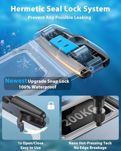 YOSH Waterproof Phone Pouch 2 Pack, 7 inch IPX8 Waterproof Phone Case for Swimming Travel Beach Trip Snorkelling Kayaking, Underwater Case for iPhone 17 16 15 Pro Max Samsung S26 S25 S24 Ultra- Clear - Image 3