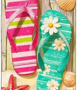 Flip Flop & Starfish Beach Towel, Extra Large 180x90 cm 250GSM Microfibre, Sand Free Quick Dry, Ideal Vacation Gifts with Carry Bag for Pool Cruise Camping