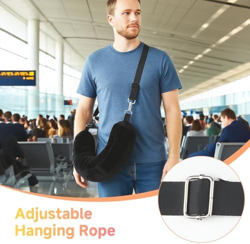 Stuffable Travel Pillow, Fillable Neck Pillow for Travel with Adjustable Straps, Portable Soft Airplane Pillows Stuffable with Clothes for Essentials Extra Luggage, Travel Essentials (Black) - Image 5