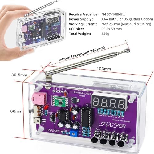 FM Radio Kit Soldering Practice Kits, DIY Electronic Project Kit FM 87-108MHz with 2 Power Modes EK1989, Soldering Learning and Teaching for Beginners, Adults, Kids - Image 4