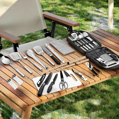 Portable Camping Cooking Set, 18PCS Cooking Essentials for Camping Kitchen, Lightweight & Durable Camping Utensils Set for Travel, Hiking, Picnics, BBQs and Parties - Image 6