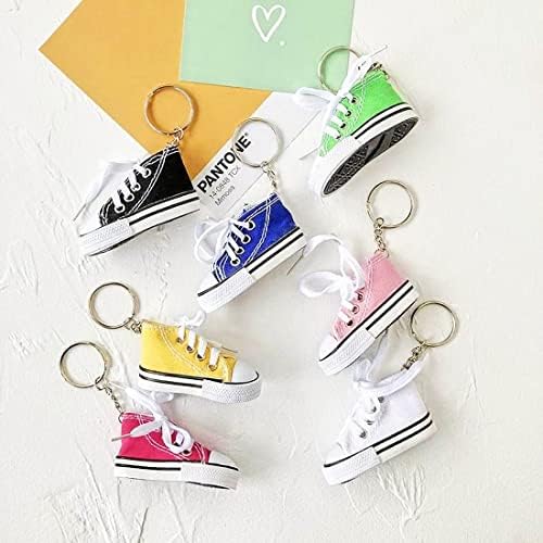 JZK 12x Mini sneakers keychains, canvas shoes keyrings for party favours, birthday party giveaways for boys girls, backpack key chains, graduation party favours, children party keepsakes - Image 7