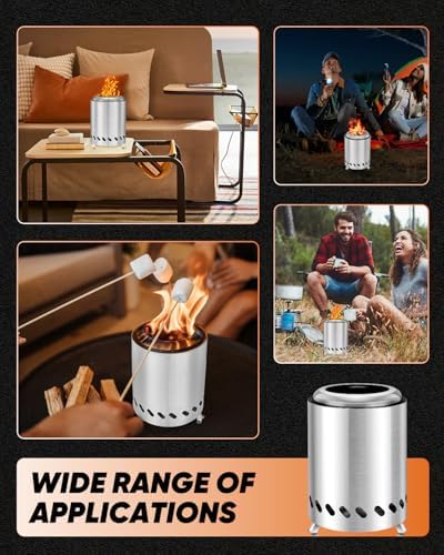 Saker Tabletop Fire Pit, 2026 Upgraded Stainless Steel Smokeless Portable Fire Pit for Camping & Campervan, Outdoor Patio Use, Wood or Pellet Fueled, Camping Gifts for Men - Image 9