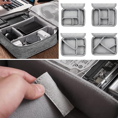 HCFGS Travel Cable Organiser Bag, Electronics Accessories Organizer Bag Extra Large 3-Layers Universal Carry Travel Gadget Bag for Power Bank, Memory Card, Data cable, Charger Hard Disk (Grey) - Image 3