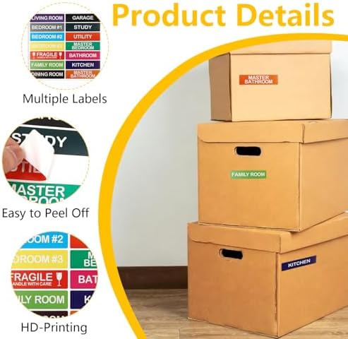 210 Pcs Moving House Labels, Coloured Packing Labels, Packing Tags Fragile Stickers for Storage Boxes, Moving House Essentials, 15 Sheets - Image 3
