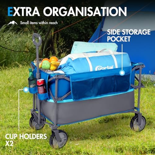 PORTAL XL Deeper Festival Trolley on Wheels 300L Larger Capacity Folding Camping Garden Beach Trolley Heavy Duty Pull along Cart Collapsible Wagon Foldable Picnic Trailer Hand Truck - Image 4