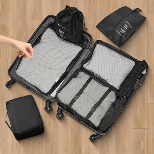 TRIXES 8PC Travel Packing Cubes – All-in-one Holiday Essential – Convenient waterproof storage for all Holiday Clothing, Accessories and Bathroom Products - Black - Image 5